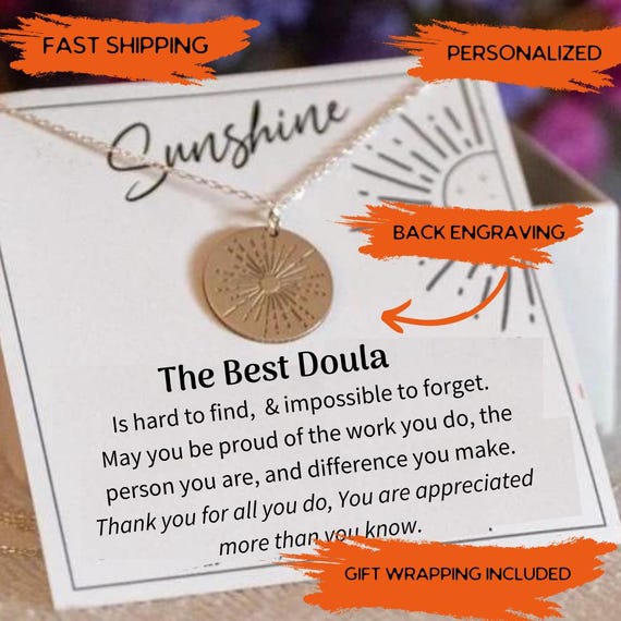 Doula Necklace Gift, Unique Sunshine Necklace for Doula, Midwife Jewelry, Thank You Gift for Doula Appreciation Gift,