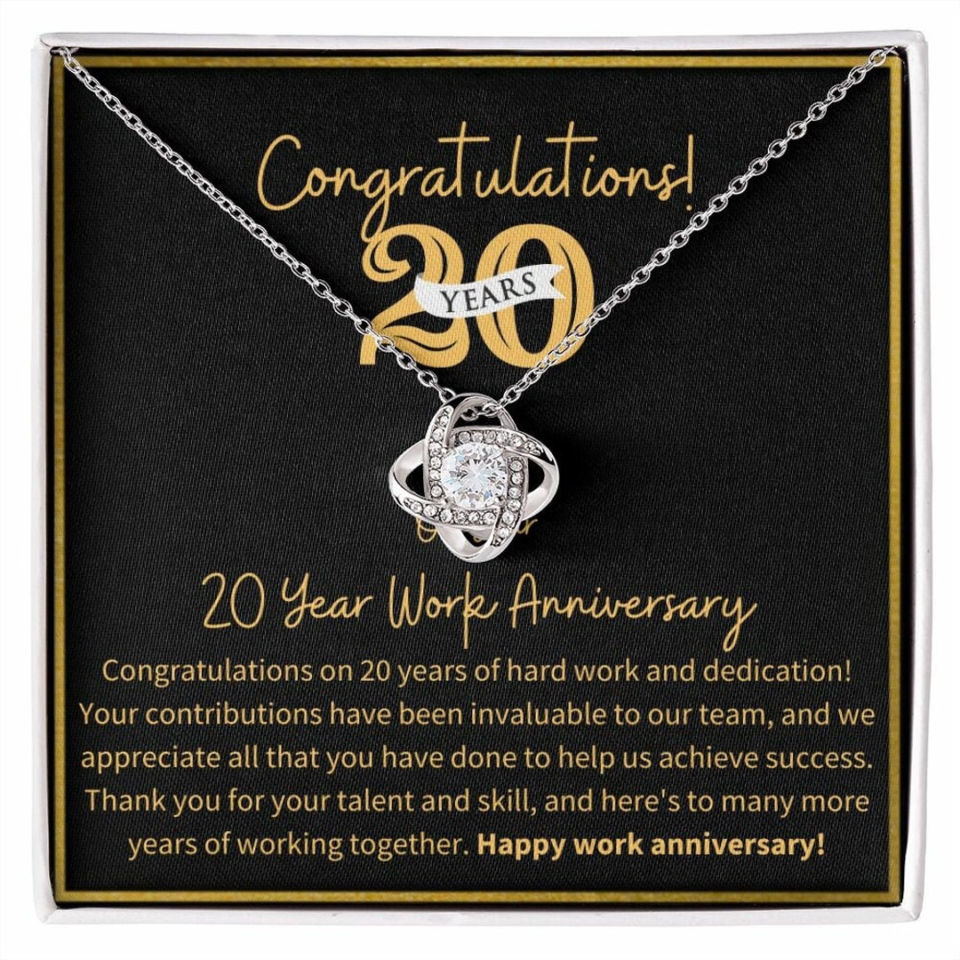 20th Work Anniversary Necklace Gift 20 Year Job Anniversary Etsy