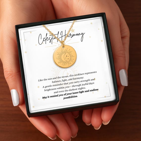 Personalized Sun and Moon Necklace, Gold Sun & Moon Pendant, Yin Yang Sun and Moon, Balance Symbol Jewelry, Gift for Her