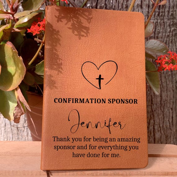 Confirmation Sponsor Gift Idea, Catholic Sponsor Gifts, Confirmation Sponsor Journal, Godparent Gift, Communion Keepsake, Religious Gift