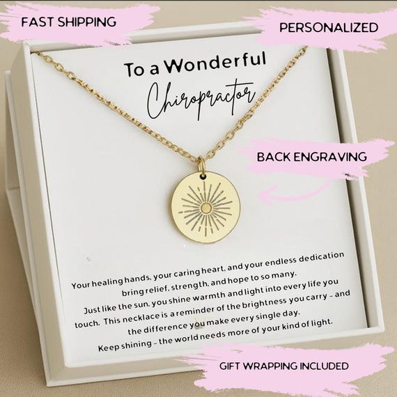 Personalized Chiropractor Silver Sun Necklace, Chiropractic Jewelry, Gift for Chiropractor Necklace, A Truly Chiropractor Appreciation Gift