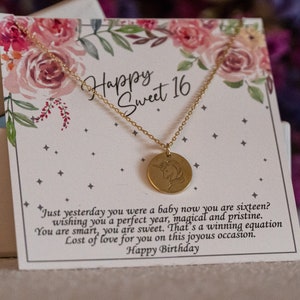 Sweet 16 Geschenkhalskette, 16.Geburtstagsgeschenk, silberne kleine Einhornhalskette, Geschenk für Einhornliebhaber, personalisierter Einhornanhänger