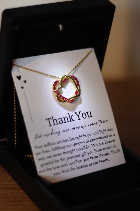 Birth Mama Necklace, Surrogate Mom Heart Necklace with Luxury Led Box,  Jewelry for Birth Mother,Thank You Birth Mother Adoption Gratitude