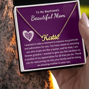 Regalo personalizado para el Día de la Madre para la Mamá del Novio, Collar de agradecimiento para la Mamá del Novio, Collar con el nombre de la Mamá del Novio con tarjeta de mensaje.