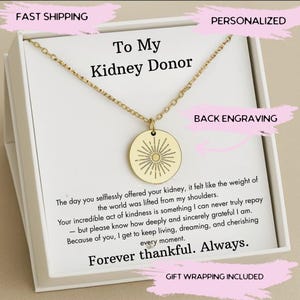 Kidney Donor Necklace Gift for Organ Donation Awareness, Organ Donation Kidney Disease Gift, Kidney Transplant Gift, Kidney Buddies