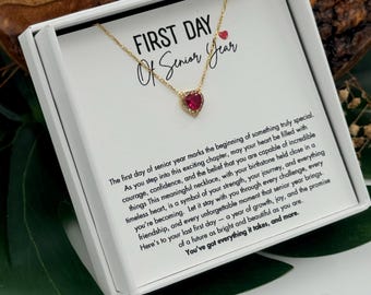 Hartketting eerste dag van het laatste jaar, dochter eerste jaar cadeau eerste dag, terug naar school cadeau klas van 2027, 12e leerjaar cadeau eerste dag