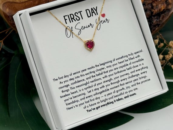 First Day Of Senior Year Heart Necklace, Daughter Senior Year First Day Gift, Back to School Gift Class of 2026,  12th Grade First Day Gift