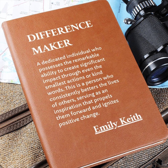 Difference Maker Journal,  Social Worker Gift, Teacher Thank You Gift, Inspirational Retirement Gift, Personalized Graduation Gift