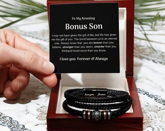 Mein Bonus-Sohn-Geschenk, Bonus-Sohn-Geburtstags-Geschenk, Armband für Schritt-Sohn, Sohn-Armband-Geschenk, Bonus-Sohn-von-Mom-Geschenk, Schwiegersohn-Geschenk