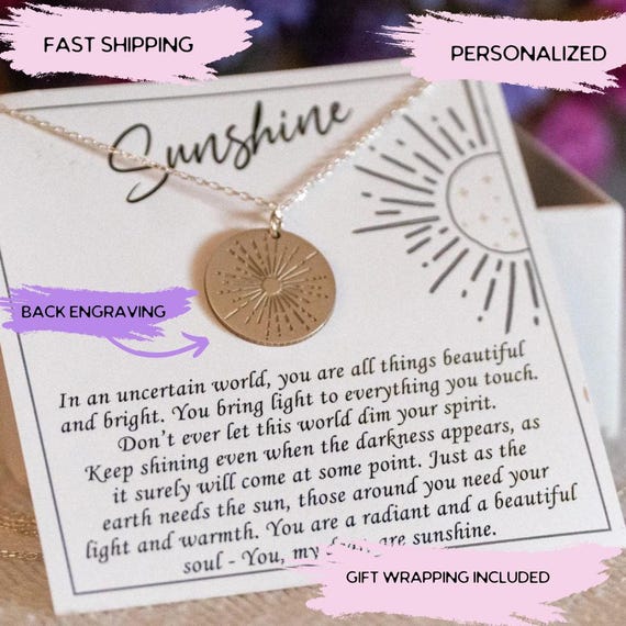 Minimalist Sunbeam Necklace, Large Sunbeam, Sunshine Necklace, You are my sunshine, Inspritional Daughter Gift, The Sun Tarot Jewelry,