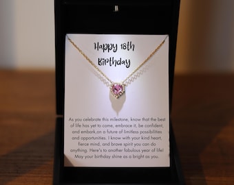 18 Year Old Birthday Necklace, 18th Birthstone Necklace, 18th Birthday Gift for Girls, Niece 18th Birthday Gifts