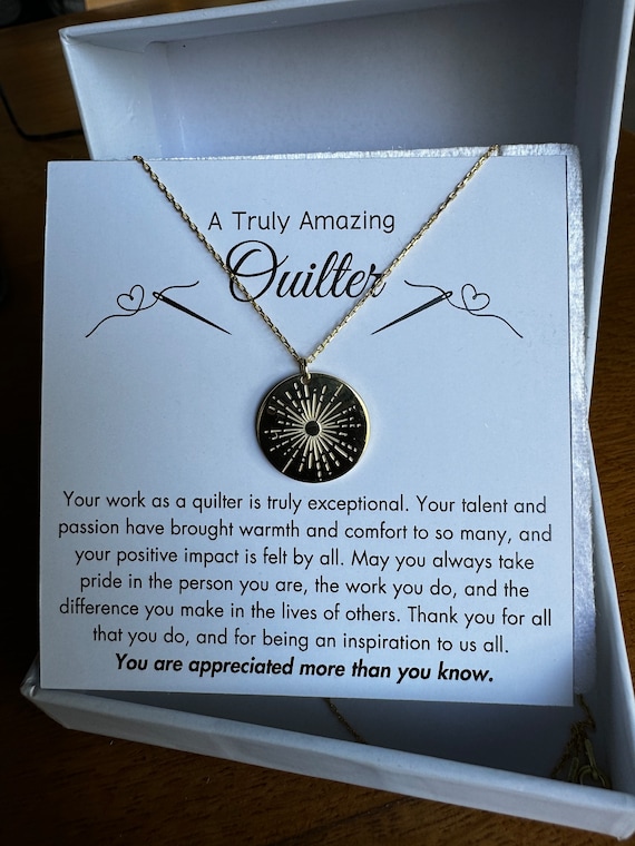 Gift for Quilter Necklace, Thank You Quilter Gift, Appreciation Gift for Quilter, Quilting Gift for Mom, Sewer Necklace Gift