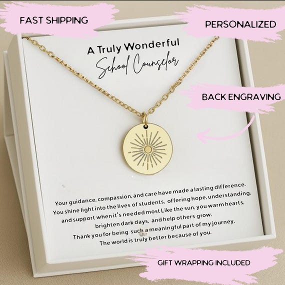 Personalized School Counselor Necklace Gift,  School Counselor Thank You Jewelry, School Counselor Appreciation Gift