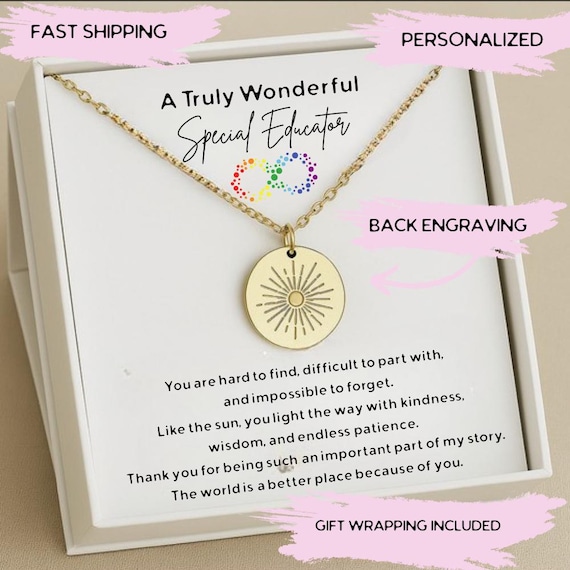 Personalized Special Educator Gift, Special Teacher Necklace, Autism Teacher Gift, Daycare Director Thank You Gift, Special Needs Educator