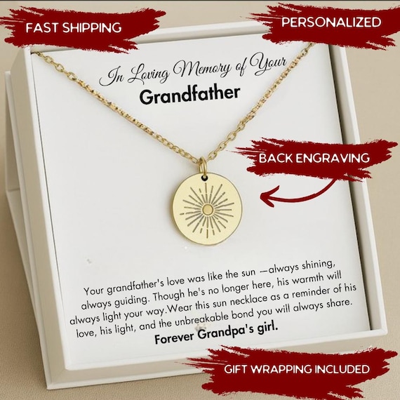 Grandfather Memorial Necklace, Grandpa Grief Gift, Grandpa Bereavement Gift, Grandfather Condolence Gift,   Loss of Grandfather Necklace