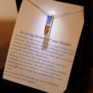 Brother Remembrance Necklace, Brother Memorial Gift, Matching Birthstone Necklace, , Brother Loss Gift, Loss of Brother Sympathy Gift