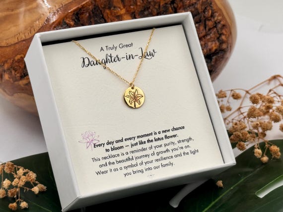 Daughter in Law Lotus Silver Necklace, Daughter In Law Christmas Gift, Gift for Bride from MIL,  Daughter-In-Law Birthday Gift