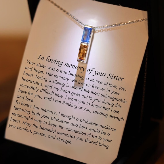 Sister Remembrance Necklace, Sister Memorial Gift, Matching Birthstone Necklace, Sibling Sympathy Gift, Loss of Sister, Memorial Jewelry