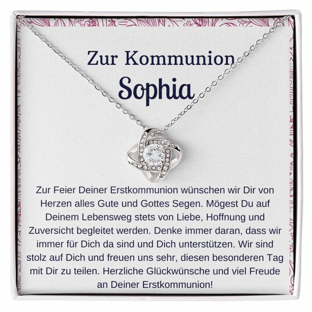 Was Ziehe Ich Zur Kommunion Meiner Tochter An Love Knot Geschenk Zur Kommunion Zur Kommunion Schmuck - Etsy.de