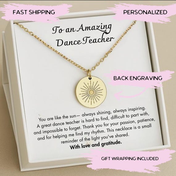 Dance Teacher Necklace Gift, Dance Teacher Thank You Gift, Dance Teacher Appreciation Gift,Dance Recital Gift for Dance Ballet Teacher Gift
