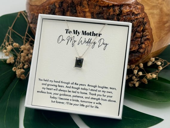To My Mother on My Wedding Day Birthstone Necklace, Sterling Silver Wedding Jewelry for Bride Mother, Mother of The Bride Gift