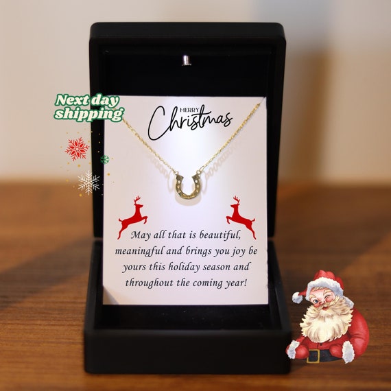 Women Christmas Luck Jewelry with LedBox, Christmas Necklace for Girls, Friend New Year Gift,  Sister Christmas Gift, Unique XMas Jewelry