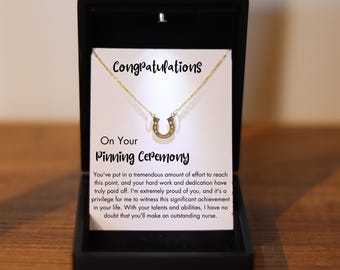 Luck Necklace for Pinning Ceremony Silver Jewelry, Personalized Pinning Ceremony, Nurse Pin Registered Nurse , Daughter Pinning Jewelry