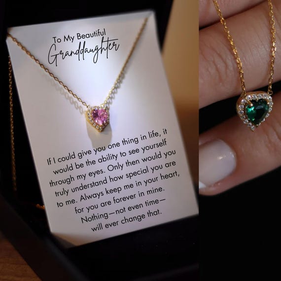 Granddaughter Heart Silver Jewelry with Luxury Led Box, Granddaughter Christmas Gift, Granddaughter Birthday Necklace, Granddaughter Charm