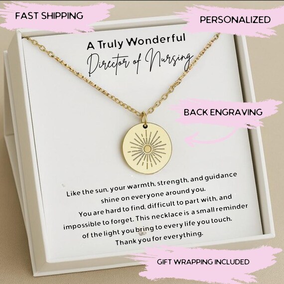 Nursing Director Gift, Gift For Director of Nursing Silver Jewelry Gift, Personalized Nurse Director Thank You Gifts, DON Customize Necklace