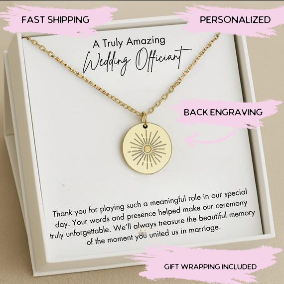 Woman Wedding Officiant Silver Necklace Gifts, Personalized  Wedding Officiant Gifts Wedding Officiant Appreciation Thank You Gifts