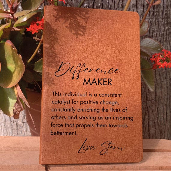 Difference Maker Journal, Personalized Teacher Gift, Social Worker Gift, Mentor Journal, Gift for Leader, Coach Gift, Appreciation Gifts