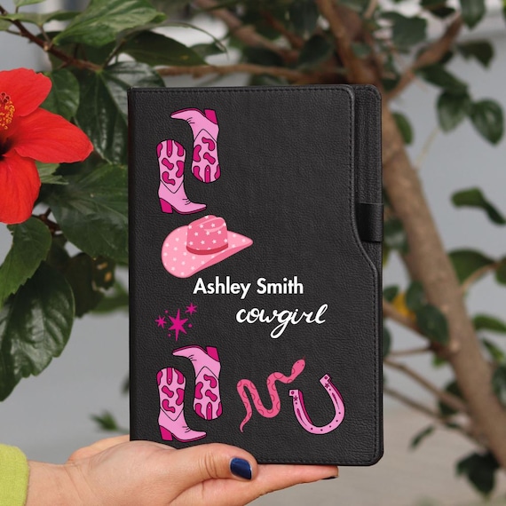 Cowgirl Gift with Cowgirl Boots, Cowgirl Theme Personalized Journal, My first rodeo, Disco cowgirl, Western Chic Notebook, Pink Cowboy Boots
