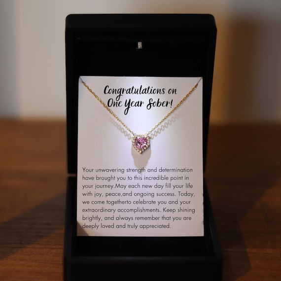 Sober Gifts for Women, Silver Heart Necklace for Sober, One Year Sober, Six Month Sober Jewelry, Sobriety Anniversary for Her, Sober Jewelry