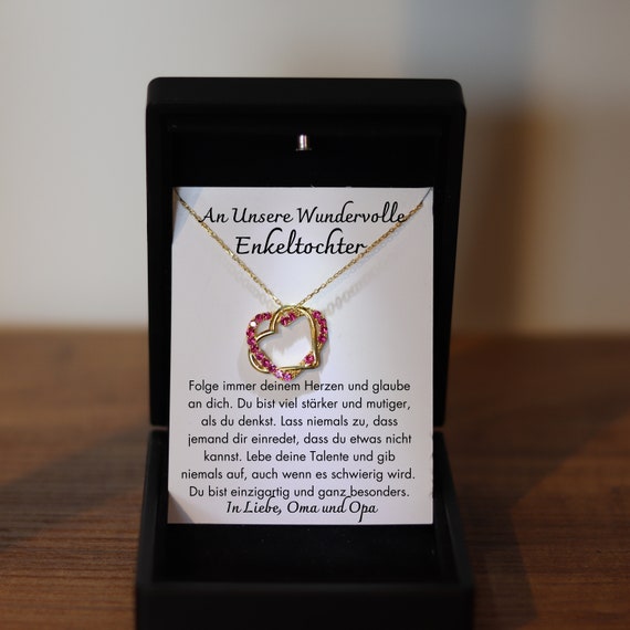 Enkeltochter Kette für Oma und Opa, Enkeltochter Abschluss, Geschenk für Absolventin Enkeltochter, Enkeltochter Zum Geburtstag