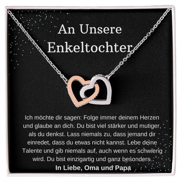 Enkeltochter Geschenk für Enkel von Oma, Enkeltochter Herzenkette für Enkel von Oma, Enkeltochter Geburtstag, Erinnerung Enkeltochter