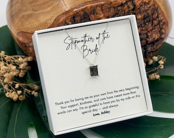 Step Mother Necklace on My Wedding Day Birthstone Necklace, Sterling Silver Wedding Jewelry from Daughter, Bonus Mom Jewelry
