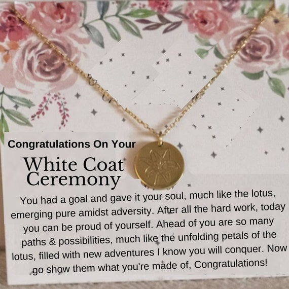 White Coat Ceremony Gift Lotus Necklace Medical, Dental, Nursing, Veterinary, Pharmacist, Chiropractor White Coat Ceremony  New Doctor Gift