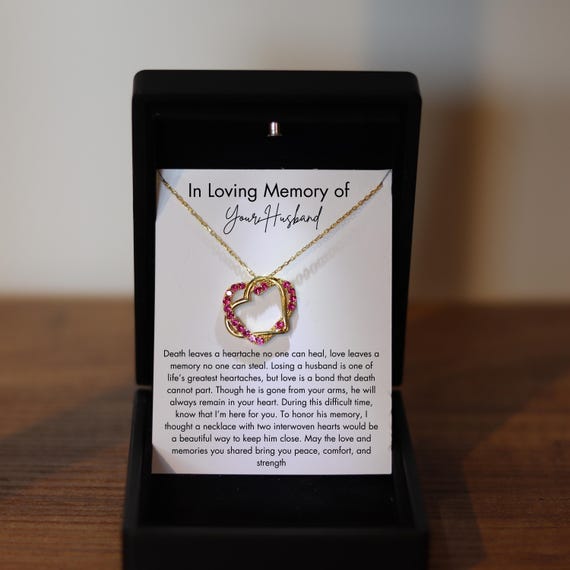 Loss of Husband Memorial Necklace,  Heart Necklace with Luxury Led Box, Husband Memorial Gift, Husband Sympathy Gift, Partner Memorial Gift,