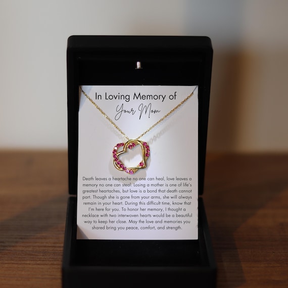 Loss of Mom Memorial Necklace,  Heart Necklace with Luxury Led Box, Mother Memorial Gift, Mother Sympathy Gift, Mama Memorial Gift