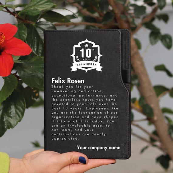 Personalized 10 Years Work Anniversary Gift, Ten Year Employee Recognition Appreciation, Gift for Coworker, 10 Year Company Gift