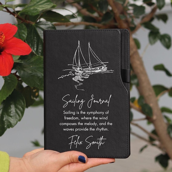 Personalized Sailing Journal, Captain's Log Book, Travel Ships Log Sailboat, Boat Lover Gift For Yacht Owner Gifts, Sailing Lover Gift,