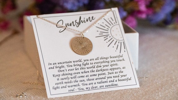 Silver Sunshine Necklace, Sun Necklace, You are my sunshine, Inspritional Jewelry, Women Birthday Gift, Sunbeam Jewelry, Meaningful Jewelry,
