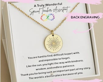 Personalized Special Teacher Assistant Gift,  Teacher Assistant Necklace, End Of Term Teacher Assistant Gift, TA Thank You Gift,