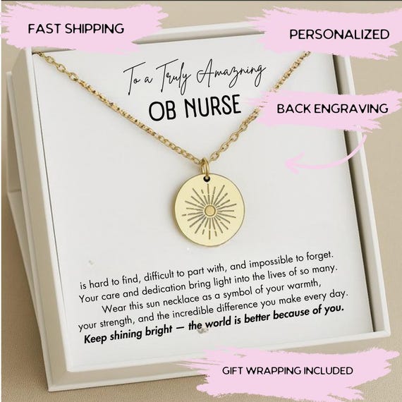Delivery Nurse OB Nurse Jewelry, Nurse Appreciation gift, Labor nurse, Nurse Sun Necklace, Nurse Thank You Jewelry, OB Nurse Gift