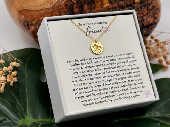 Best Friend Lotus Necklace, Meaningful Friendship Jewelry, To My Bestie Gift, Soul Sister Necklace, BFF Necklace Birthday Gift for Friend