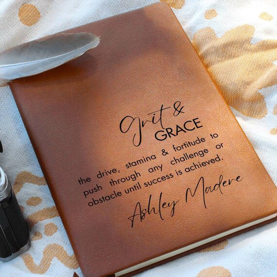 Personalized Grit Grace Journal, New Beginnings  Inspirational Gift, Reflective Gift of Encouragement Words of Wisdom, Motivational Gift