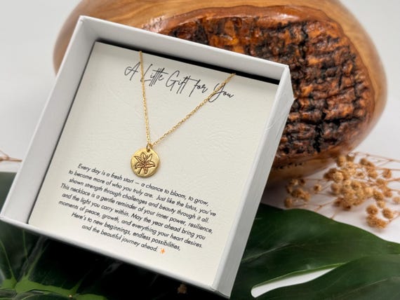 Meaningful Gold Necklace for Women, Spiritual Jewelry, Birthday Gift, Encouragement Present for Her, Silver Lotus Necklace