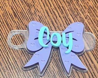 Gepersonaliseerd Stanley-naambordje met strik, Gepersonaliseerde bekeraccessoire, Stanley-naamplaatje