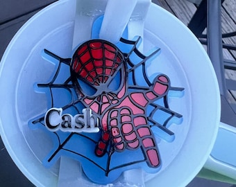Dessus de coupe Stanley Spider-Man fait main : accessoire pour couvercle de boisson en acrylique