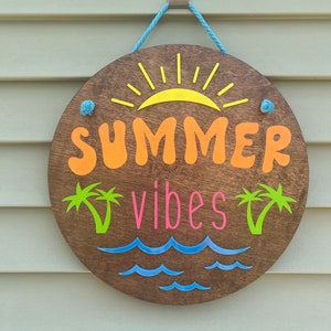 Placa de madeira com clima de verão: decoração para casa de praia (40 cm)